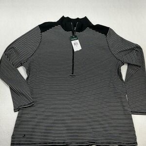 Lauren Ralph Lauren Womens 3X Striped Quarter Zip Pullover Black White
